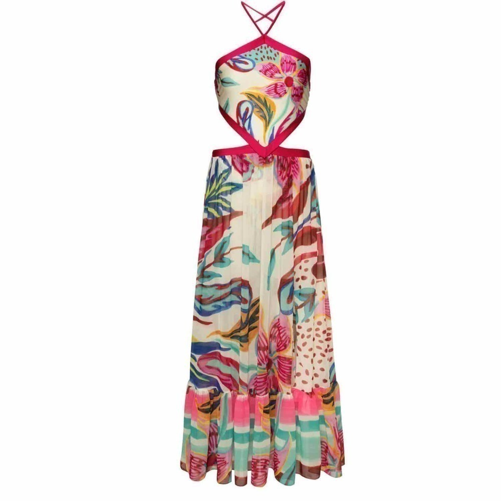 PatBo Flora Halterneck Summer Beach Midi Dress Size Medium